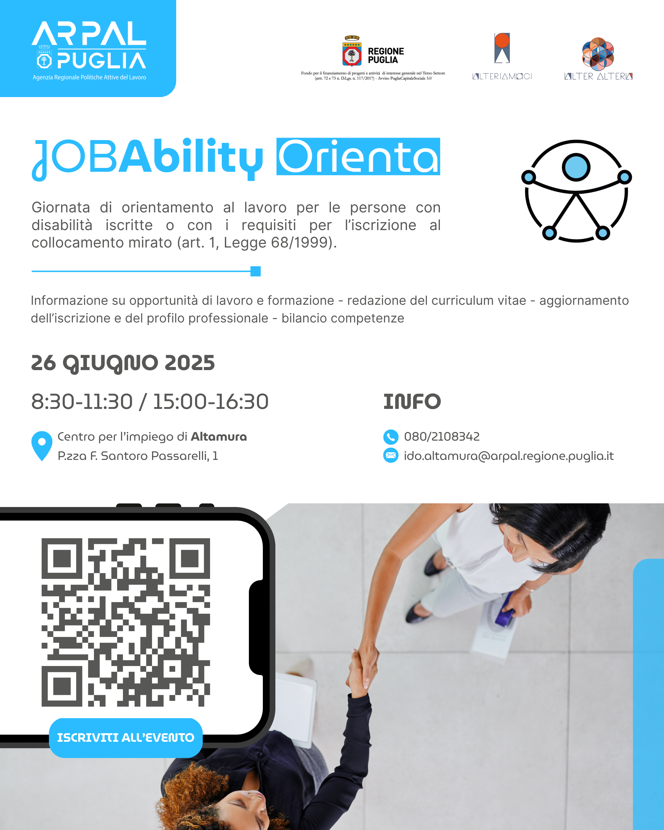 JOB ABILITY ORIENTA AD ALTAMURA: GIORNATA DI ORIENTAMENTO AL LAVORO PER LE PERSONE CON DISABILITÀ